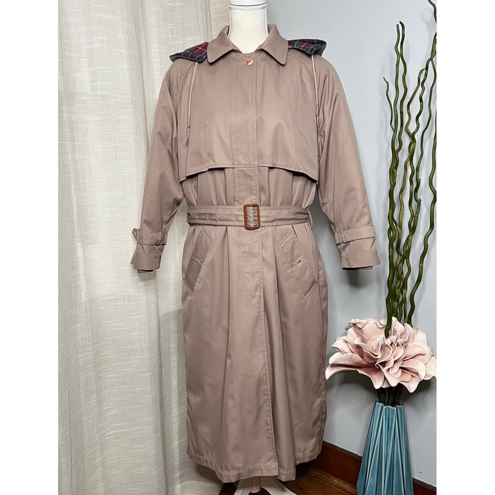 Vintage Eddie Bauer Goose Down Wool Lined Trench Coat Women's Medium Petite MP